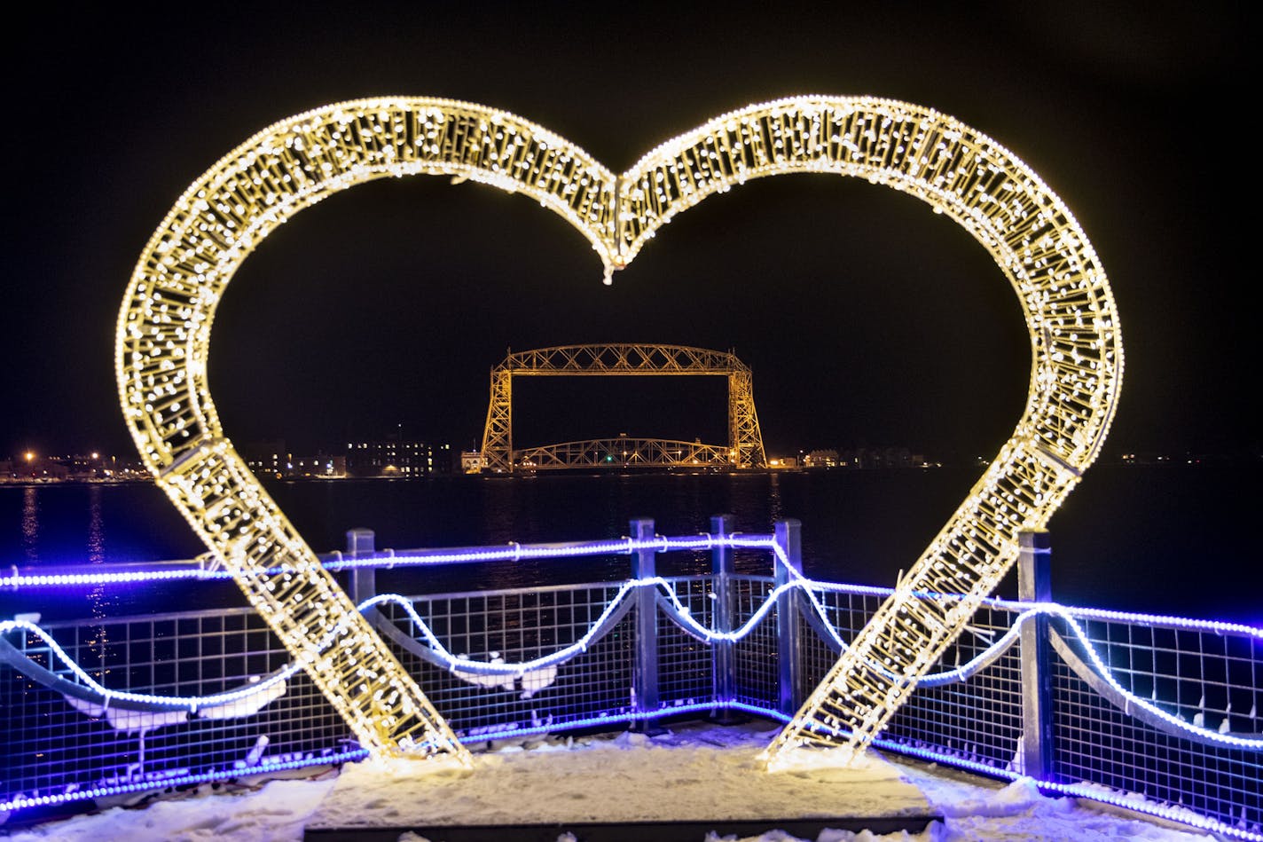 The Duluth aerial lift bridge was illuminated in the distance near Bentleyville in Duluth, MN on Tuesday December 3, 2019. ]
ALEX KORMANN &#x2022; alex.kormann@startribune.com Bentleyville in Duluth, MN has the old Dayton's animatronic figures on display in faux TV sets and above their popcorn stand. These animatronics are favorites of people that visit the Christmas lights display.