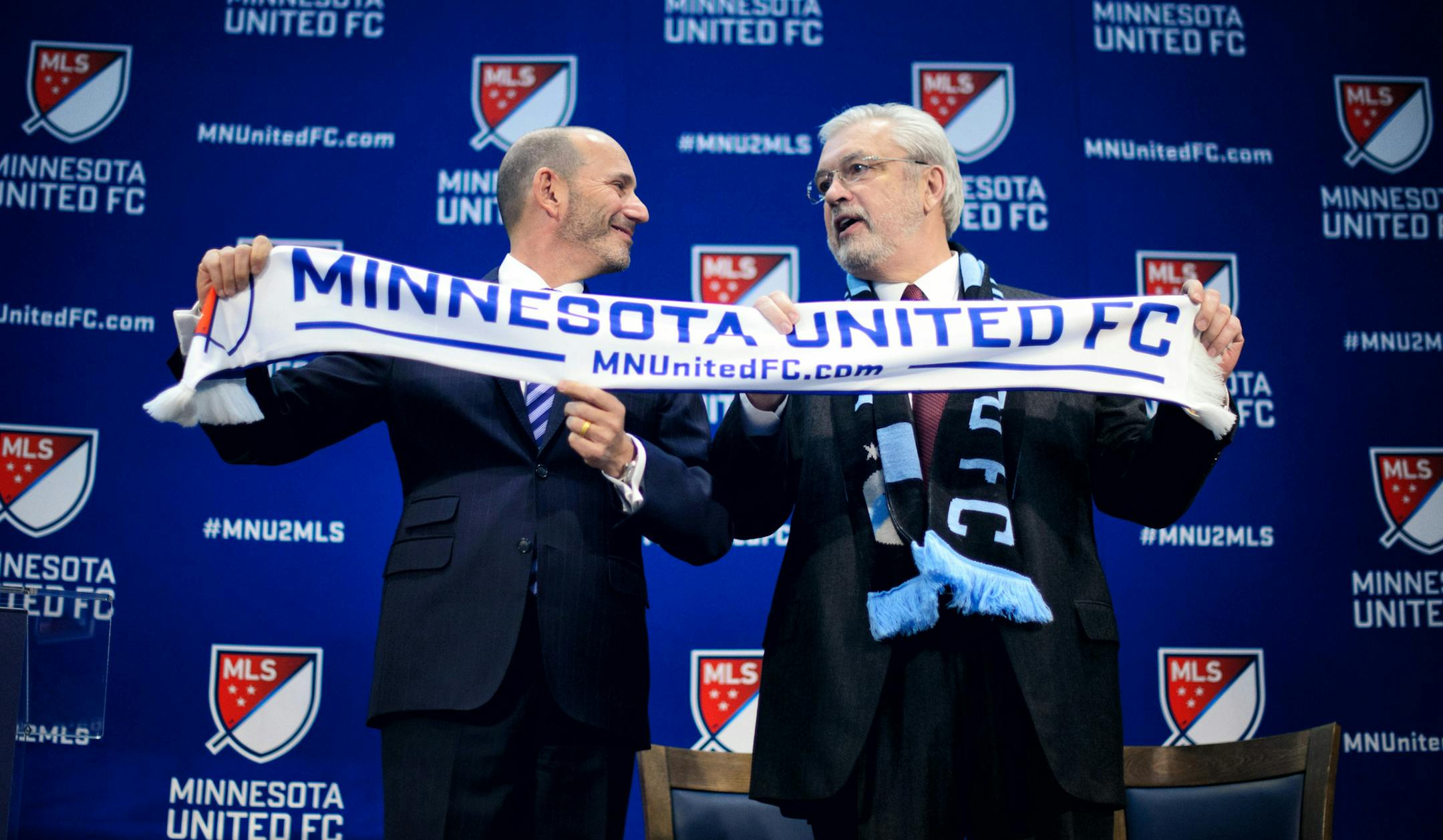 Major League Soccer, Commissioner Don Garber and Dr. Bill McGuire announced that Minnesota will be awarded an expansion soccer team. ] GLEN STUBBE * gstubbe@startribune.com Wednesday, March 25, 2015 Major League Soccer, Commissioner Don Garber and Dr. Bill McGuire announced that Minnesota will be awarded an expansion soccer team.