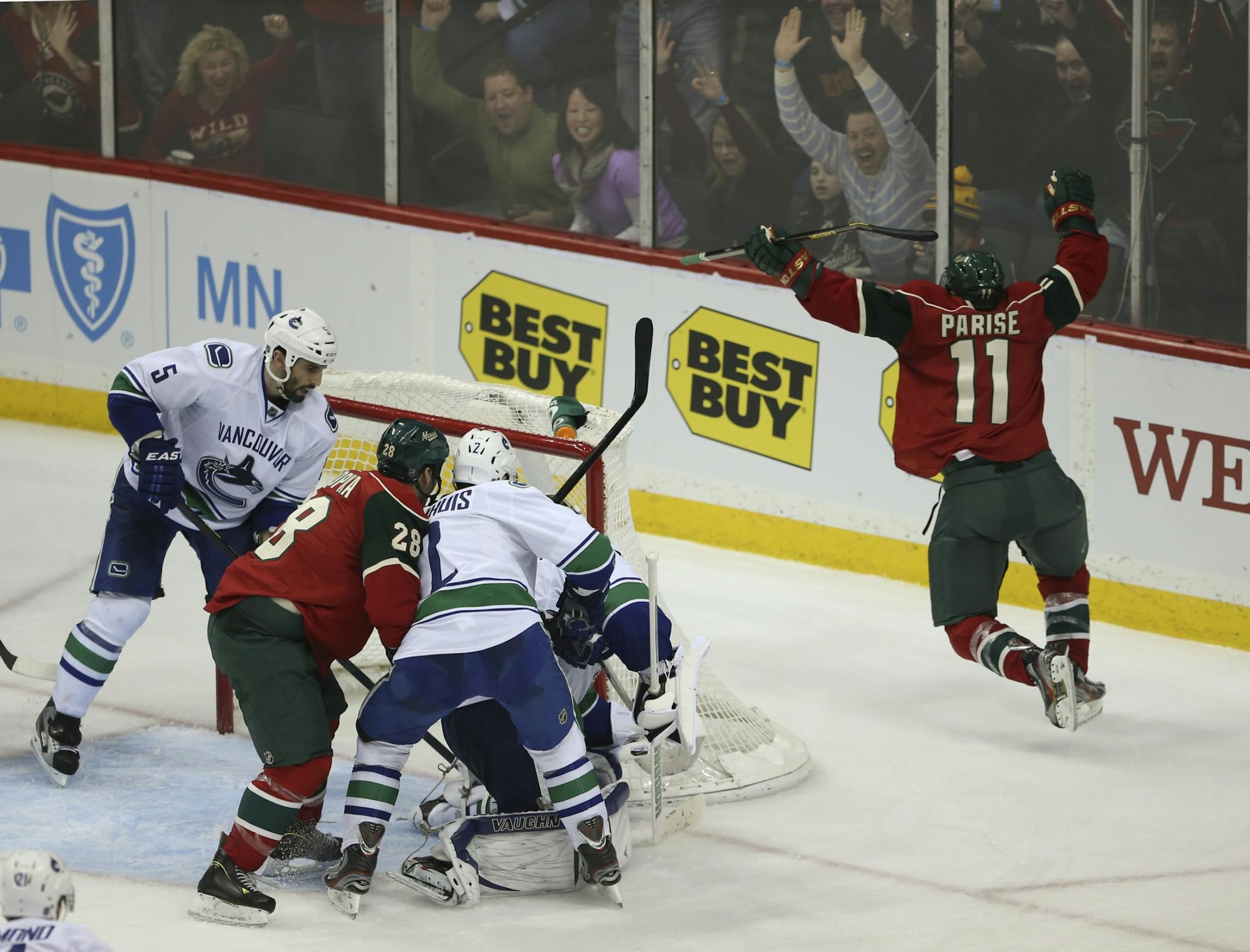 The Wild signed free agent Zach Parise (11) for nights like Sunday, when he had two goals and an assist in a 4-2 victory over Vancouver.