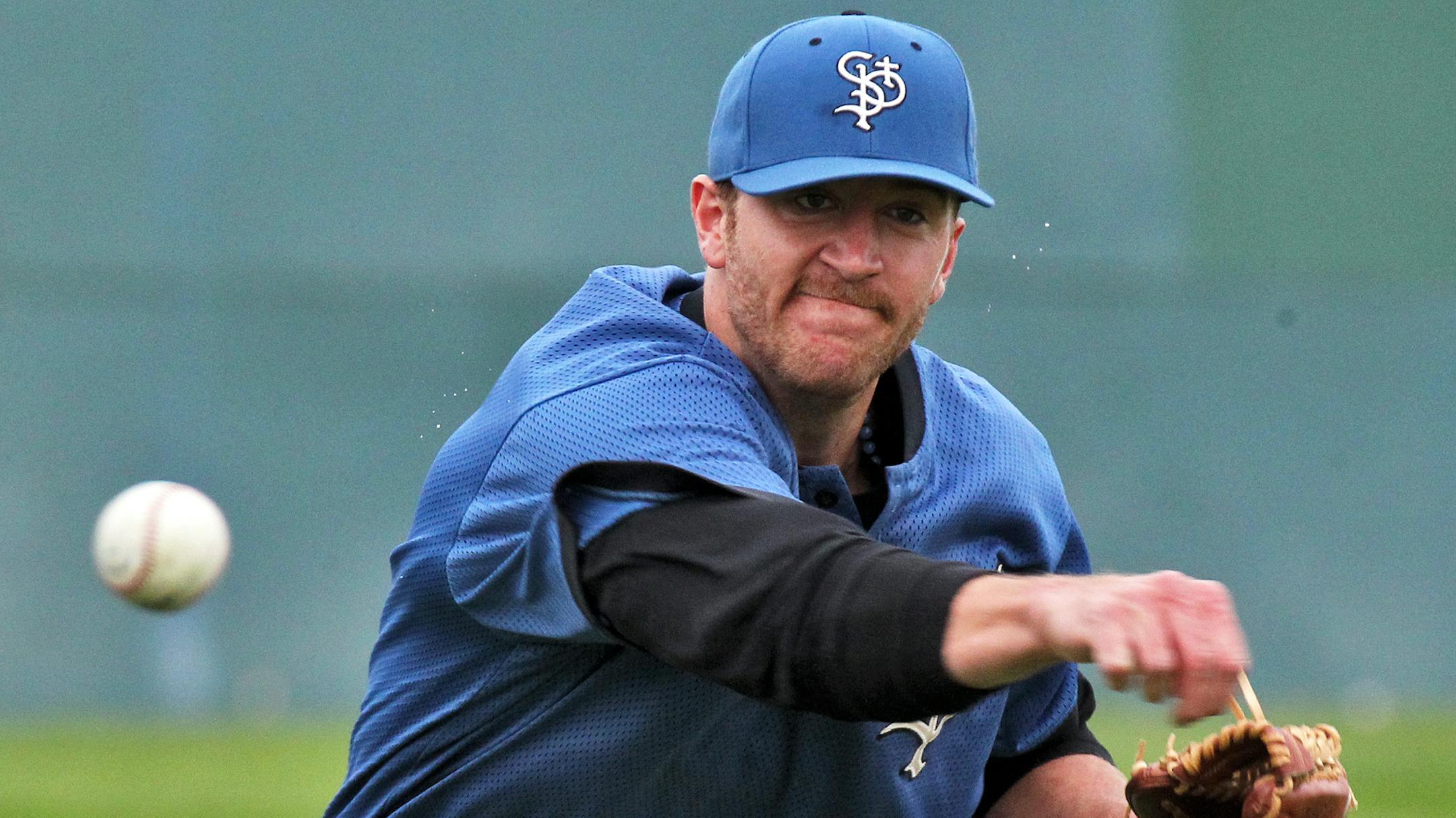 Saint Paul Saints baseball home opener against the New Jersey Jackals. Saints starting pitcher Mark Hamburger. (MARLIN LEVISON/STARTRIBUNE(mlevison@startribune.com (cq )