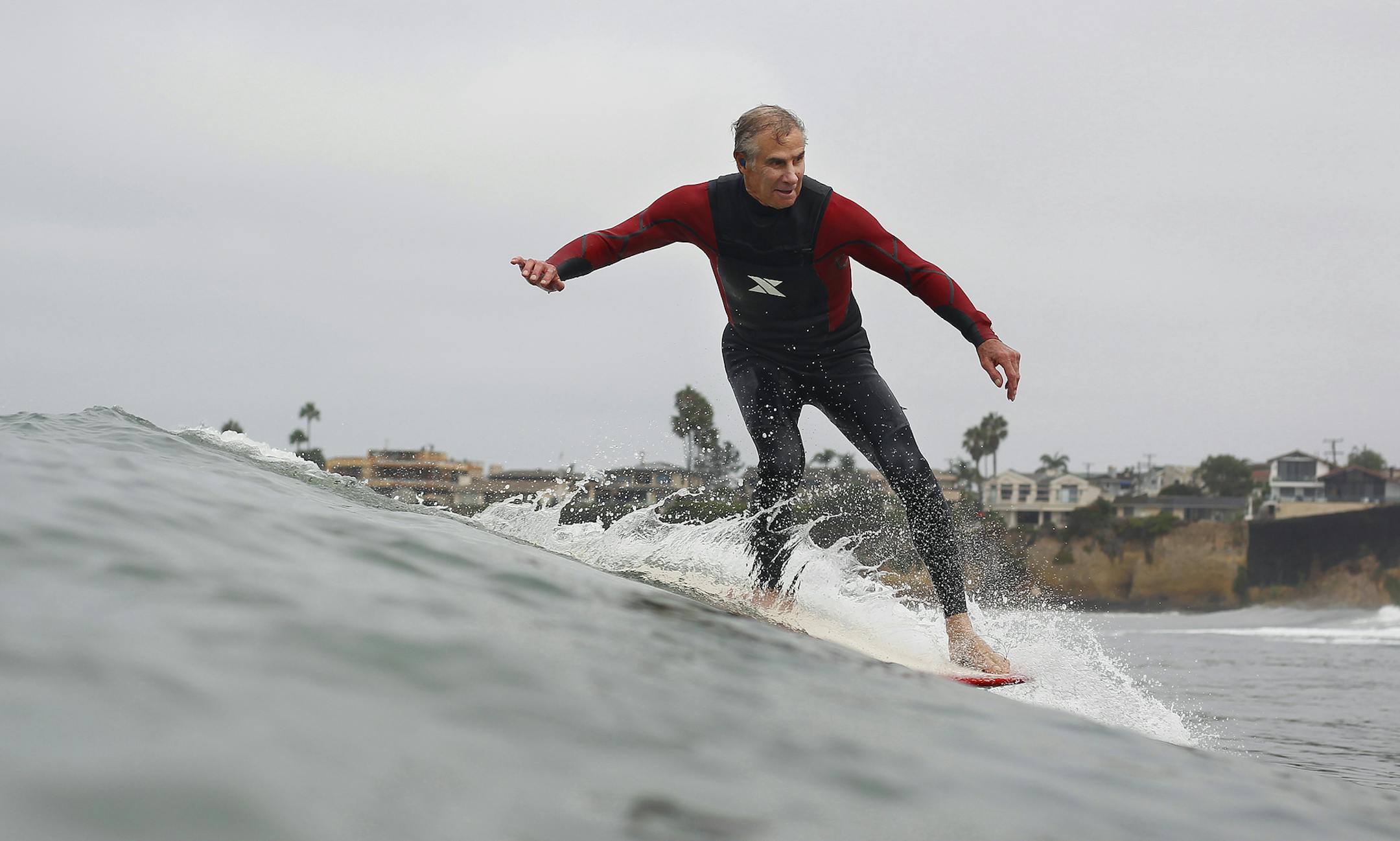 Ron Greene, 68, of San Diego enjoyed his favorite pastime. "There is an immensely good feeling after surfing," he said.