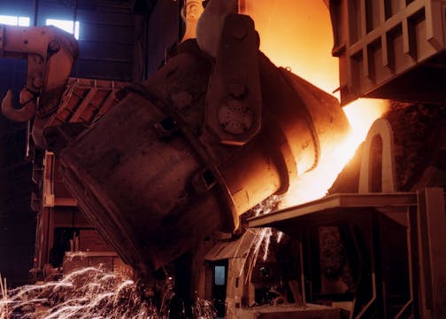 Molten steel is poured in a U.S. Steel Corp. plant in Gary, indiana, in this undated company photo. Source: US Steel/Via Bloomberg News