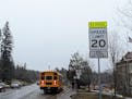 A reduced speed limit sign was recently installed in front of Duluth’s Congdon Park Elementary School, which sits on a high traffic road.