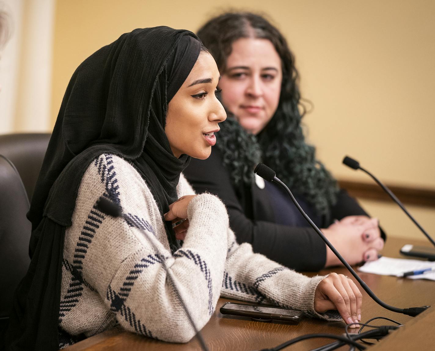 Sexual assault survivor Asma Mohammed of Rise testifies during the meeting about eliminating the statute of limitations for criminal sexual assault cases. ] LEILA NAVIDI &#xa5; leila.navidi@startribune.com BACKGROUND INFORMATION: The Joint House Senate Conference Committee meets to discuss the spending bill for public safety at the State Capitol in St. Paul on Thursday, May 9, 2019.