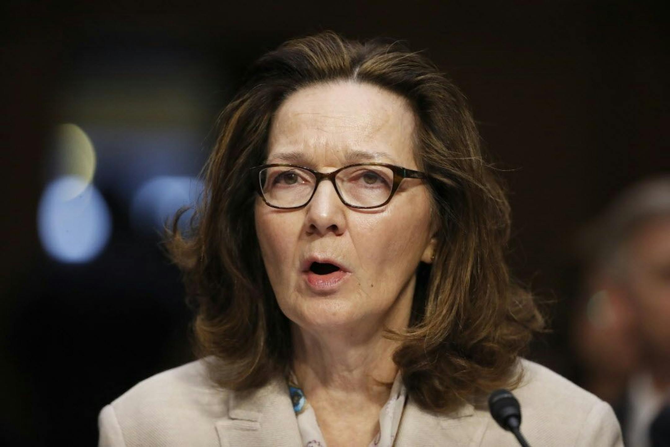 CIA nominee Gina Haspel testifies during a confirmation hearing of the Senate Intelligence Committee on Capitol Hill, Wednesday, May 9, 2018 in Washington.