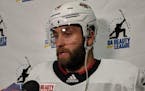 Wild forward Jason Zucker spoke to the media before his game in Da Beauty League on Wednesday, July 31, 2019, at Braemar Arena in Edina.