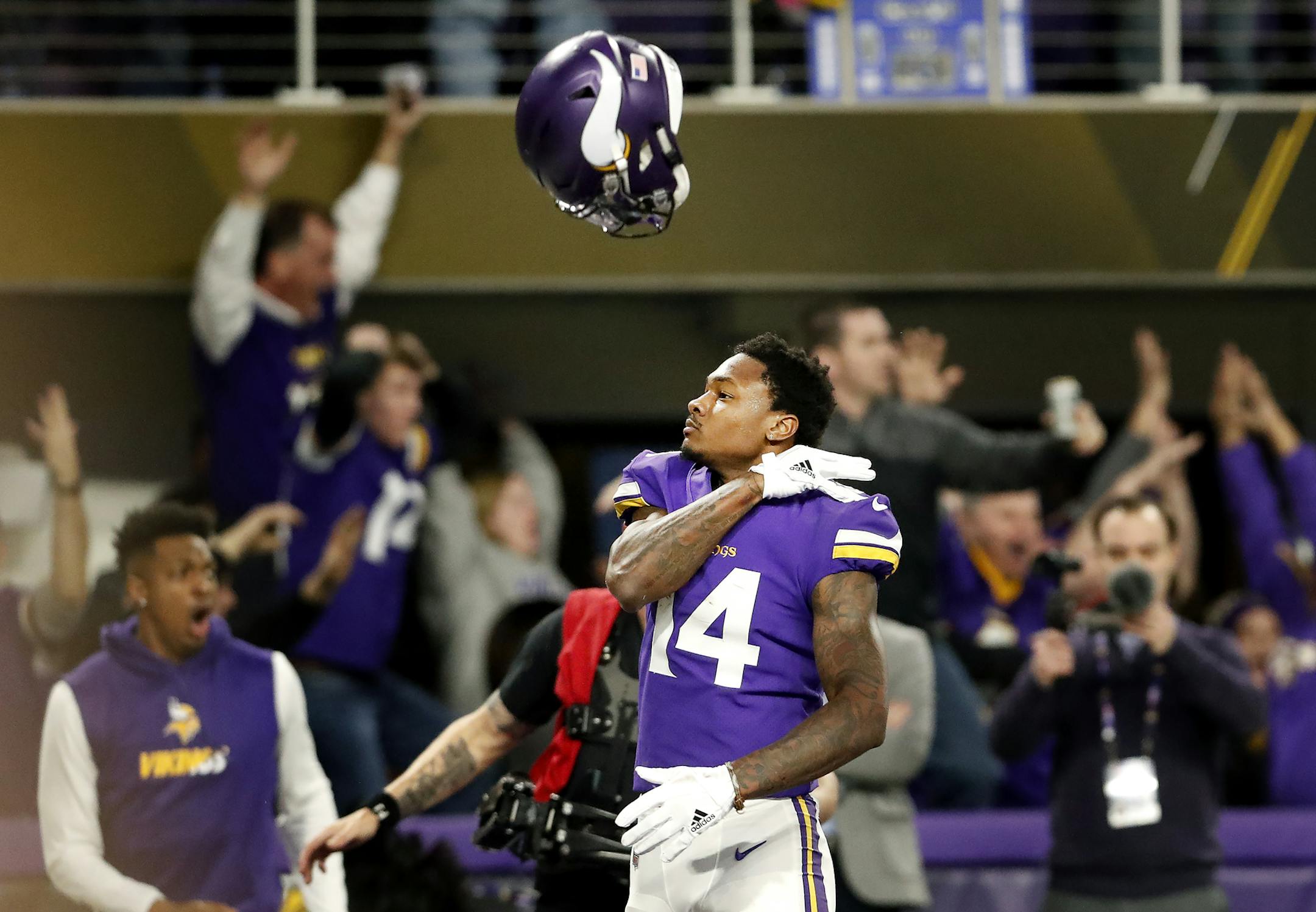 Vikings receiver Stefon Diggs scored a 61-yard touchdown to win the game. Minnesota beat New Orleans by a final score of 29-24. ] CARLOS GONZALEZ &#x2022; cgonzalez@startribune.com - Minneapolis, MN - January 14 2018, US Bank Stadium, NFL, NFC Divisional Playoff, Minnesota Vikings vs. New Orleans Saints