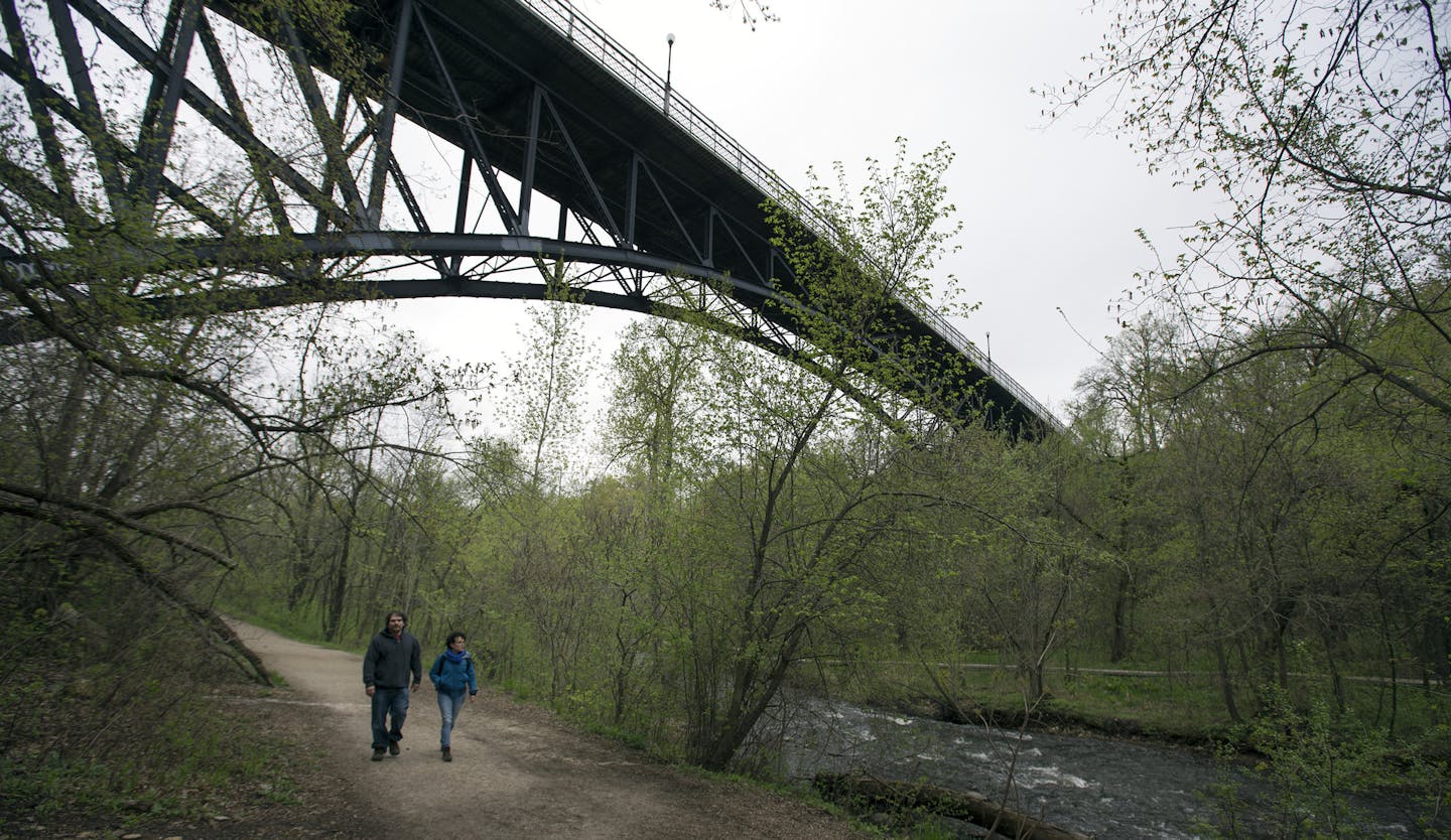 The Soldiers Home Bridge has fallen under disrepair and has been closed to foot and car traffic Tuesday April 25, 2016 Minneapolis, MN.] The bridge spans across Minnehaha Creek near the Minnesota Veterans Home. Jerry Holt /Jerry.Holt@Startribune.com