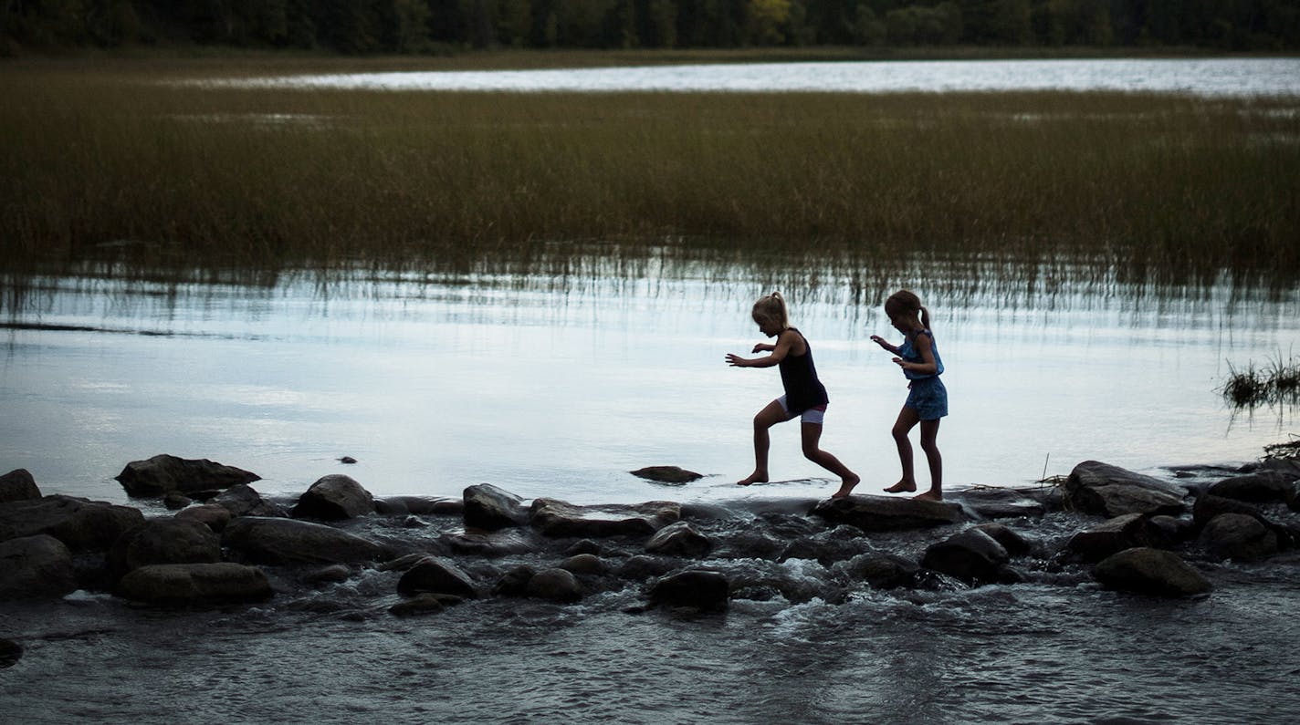 Lidia Ravaska, 8, left, and her sister Gabriella, 7, of Dassel Cokato, played on the rocks at the Mississippi Headwaters in Itasca State Park on Sunday, Sept. 18 2016. ] (AARON LAVINSKY/STAR TRIBUNE) aaron.lavinsky@startribune.com RIVERS PROJECT: We look at three of Minnesota's rivers, including the Mississippi, Red and Chippewa, to see how land use effects water quality and pollution. ORG XMIT: MIN1609182237560891 ORG XMIT: MIN1610041451170298