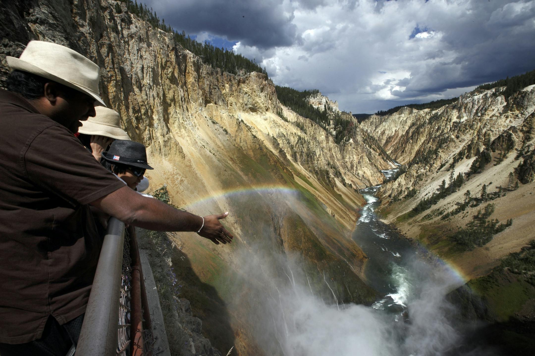 Visitors can witness the strength of the Yellowstone River from an observation deck above Lower Falls in the Grand Canyon of the Yellowstone. Just a small sample of the beauty of Yellowstone National Park where geysers, bison and bear are only a few of the features.