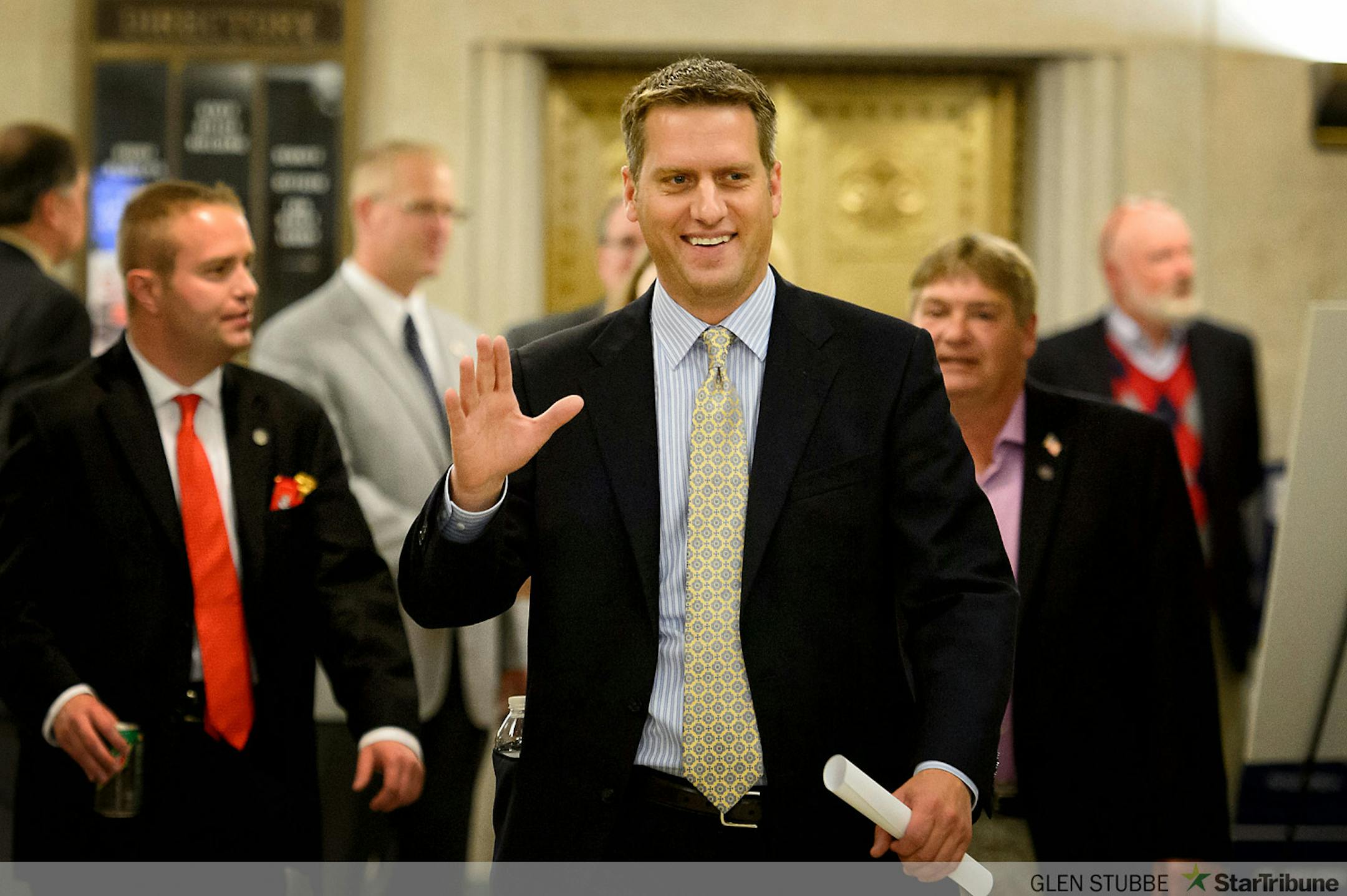 House GOP  Leader Kurt Daudt was joined by several new and returning Republican House members to celebrate the Republican majority returning to the House.     ]   GLEN STUBBE * gstubbe@startribune.com  Wednesday, November 5, 2014