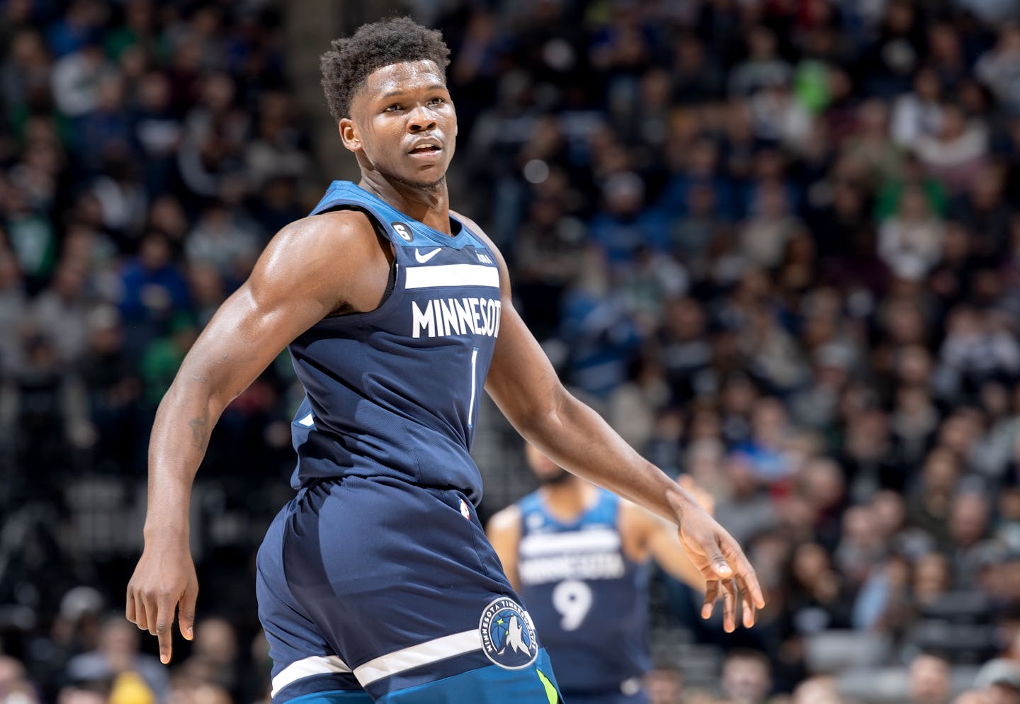 Anthony Edwards (1) of the Minnesota Timberwolves Wednesday, March 15, 2023, at Target Center in Minneapolis, Minn. ] CARLOS GONZALEZ • carlos.gonzalez@startribune.com.