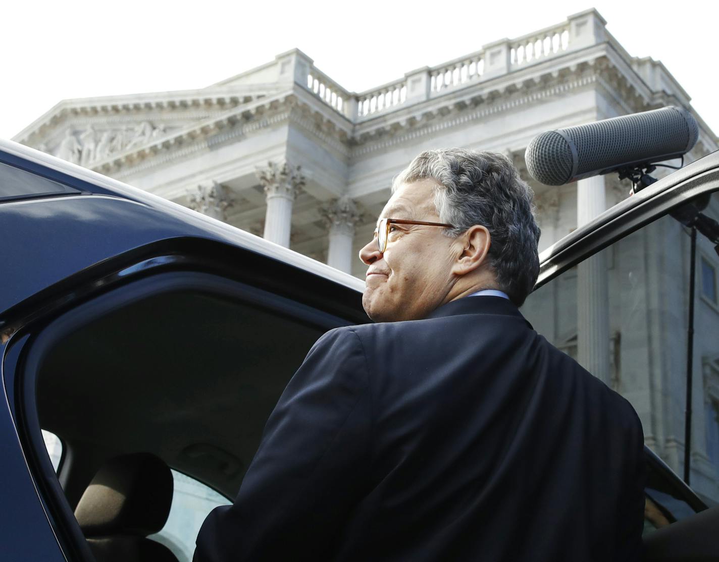 Sen. Al Franken, D-Minn., leaves the Capitol after speaking on the Senate floor, Thursday, Dec. 7, 2017, in Washington. Franken said he will resign from the Senate in coming weeks following a wave of sexual misconduct allegations and a collapse of support from his Democratic colleagues, a swift political fall for a once-rising Democratic star. (AP Photo/Jacquelyn Martin)