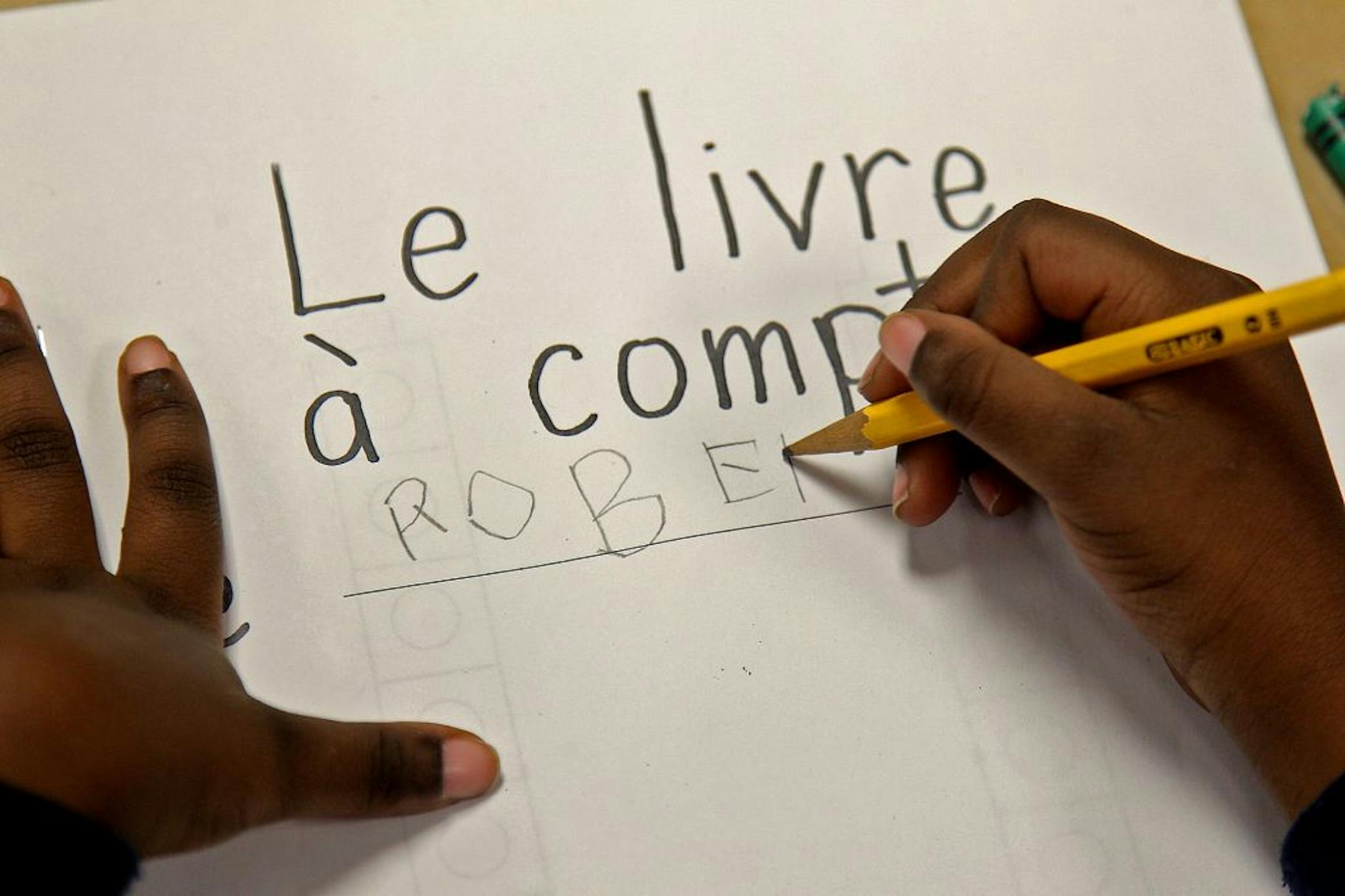 Pierre Bottineau students learned to write in French. The school is named after a French-Ojibwe fur trader and entrepreneur.