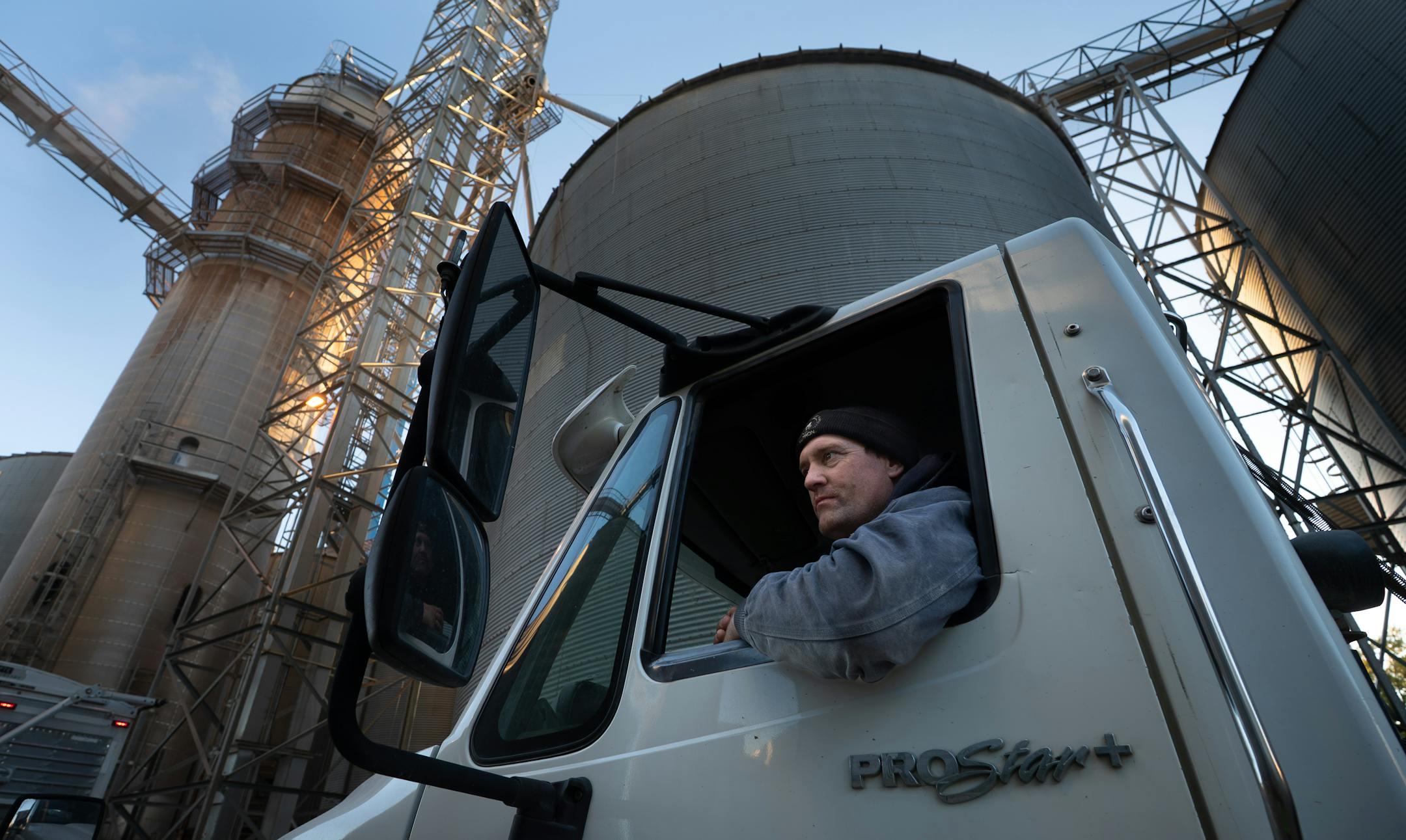 Farmer Ben Johnson looks ahead after an elevator worker measures his corn load for moisture levels during the 2025 harvest.
Wednesday October 22, 2025 

Glen Stubbe for The Minnesota Star Tribune