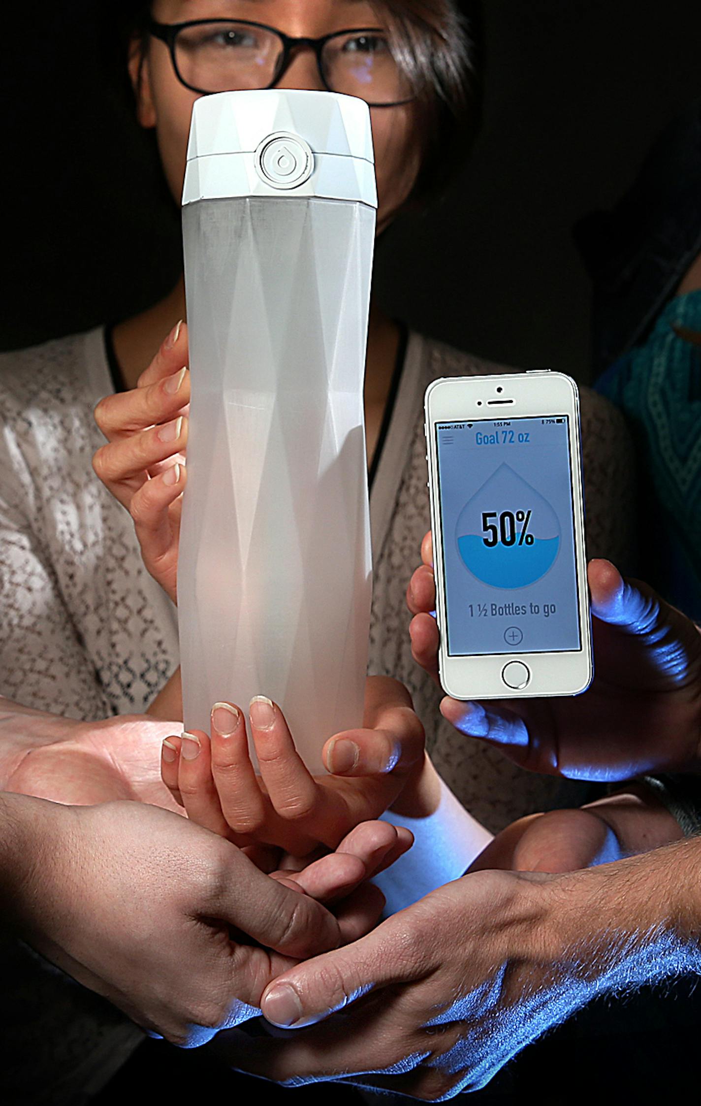 Entrepreneur Nadya Nguyen (holding bottle, middle), a University of Minnesota business school graduate, has won a Techstars award and raised has won a Techstars award and raised nearly $500,000 for her Hidrat Me that incorporates body sensors and a "smart" water bottle that tracks water intake through the day and reminds the owner to drink. With Nguyen are co-founders Alexander Hambrock (left), Alexandra Feeken (second from right) and Coleman Iverson. ] JIM GEHRZ &#xef; james.gehrz@startribune.c