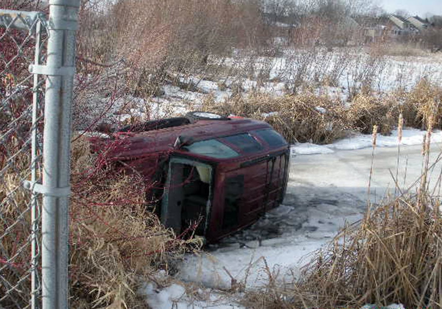 Authorities say Nancy Breberg, of Centerville, veered off the road on Friday night en route to meet her husband. The vehicle tipped into a shallow pond.