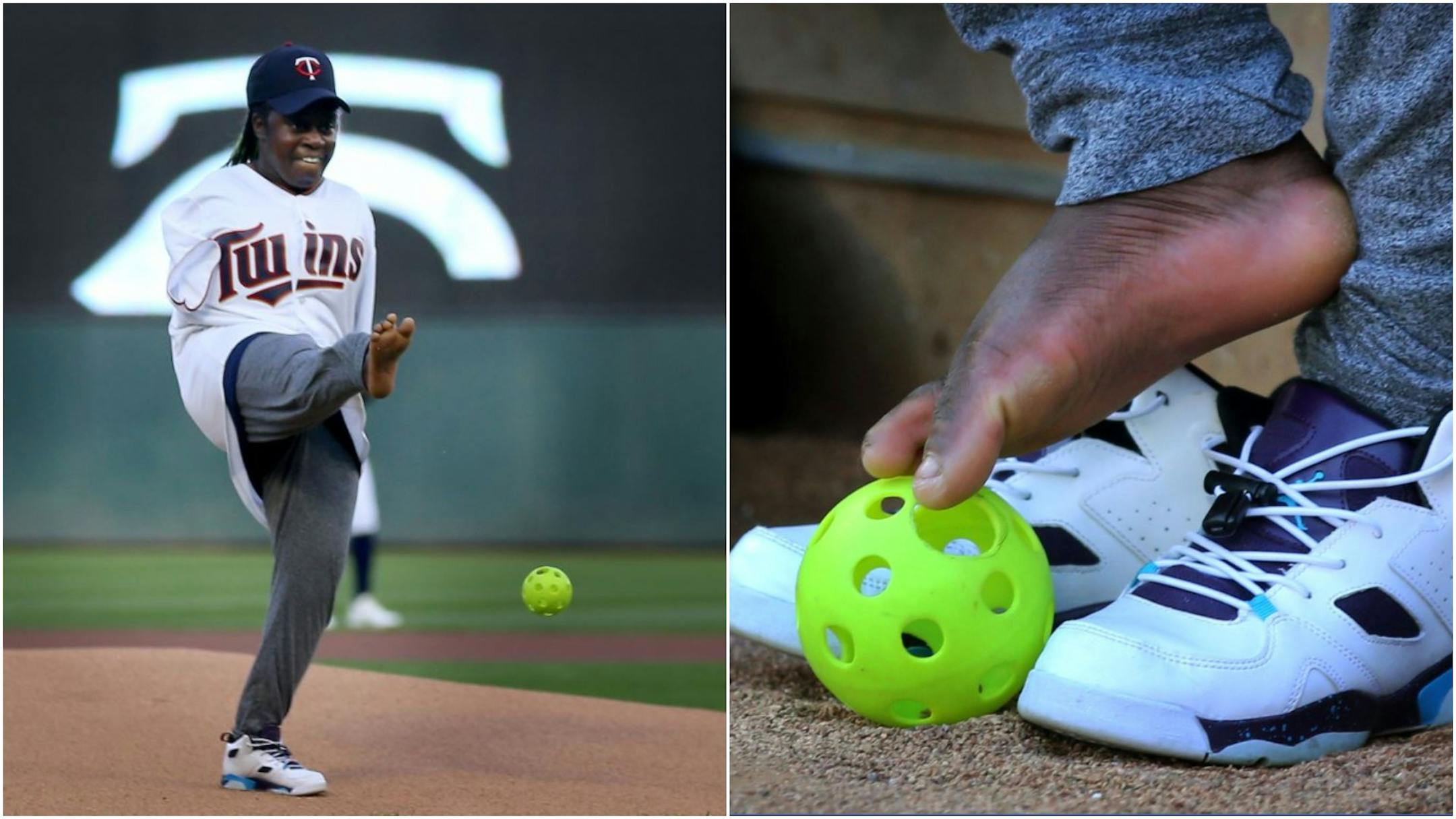 Ana Younker-Zimmerman, who was born without arms, was invited to Target Field to throw out a first pitch on April 26. Younker-Zimmerman, 19, excels at adapted sports and graduated from St. Paul's Humboldt High School.