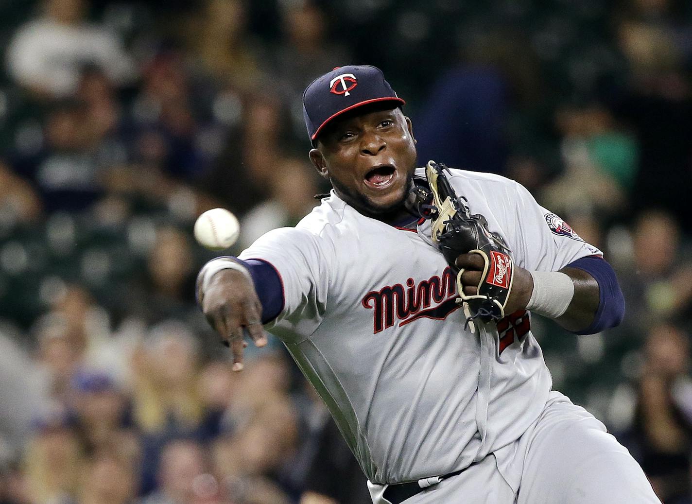 Minnesota Twins third baseman Miguel Sano in action against the Seattle Mariners in a baseball game Wednesday, June 7, 2017, in Seattle. (AP Photo/Elaine Thompson)