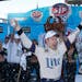 Brad Keselowski celebrated after winning the NASCAR Cup Series race at Martinsville Speedway in Martinsville, Va., on Sunday.