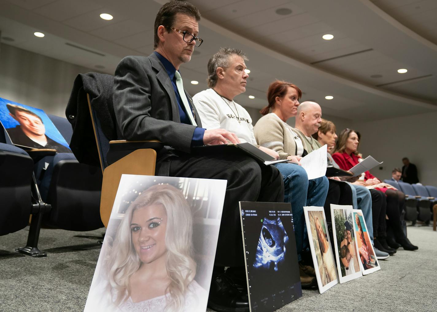 Tom Goeltz, whose daughter Megan was killed by a distracted driver, waited with others to testify at the Legislature.