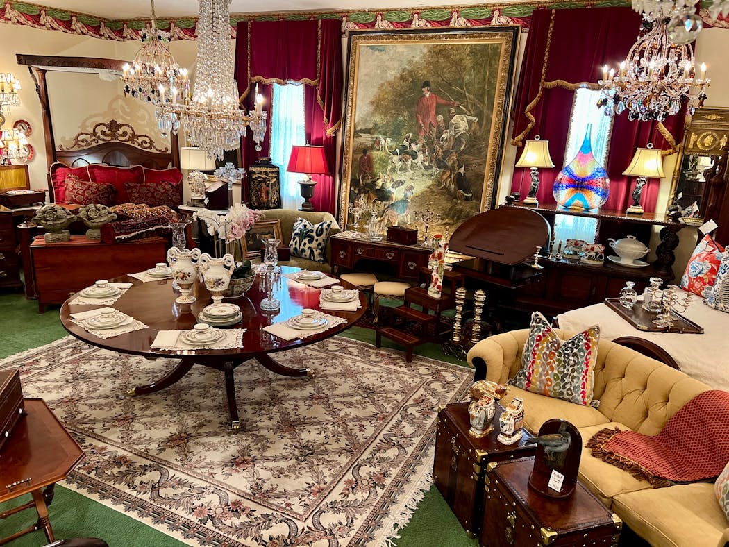 A showroom at Irish Acres Antiques in Nonesuch, Ky.