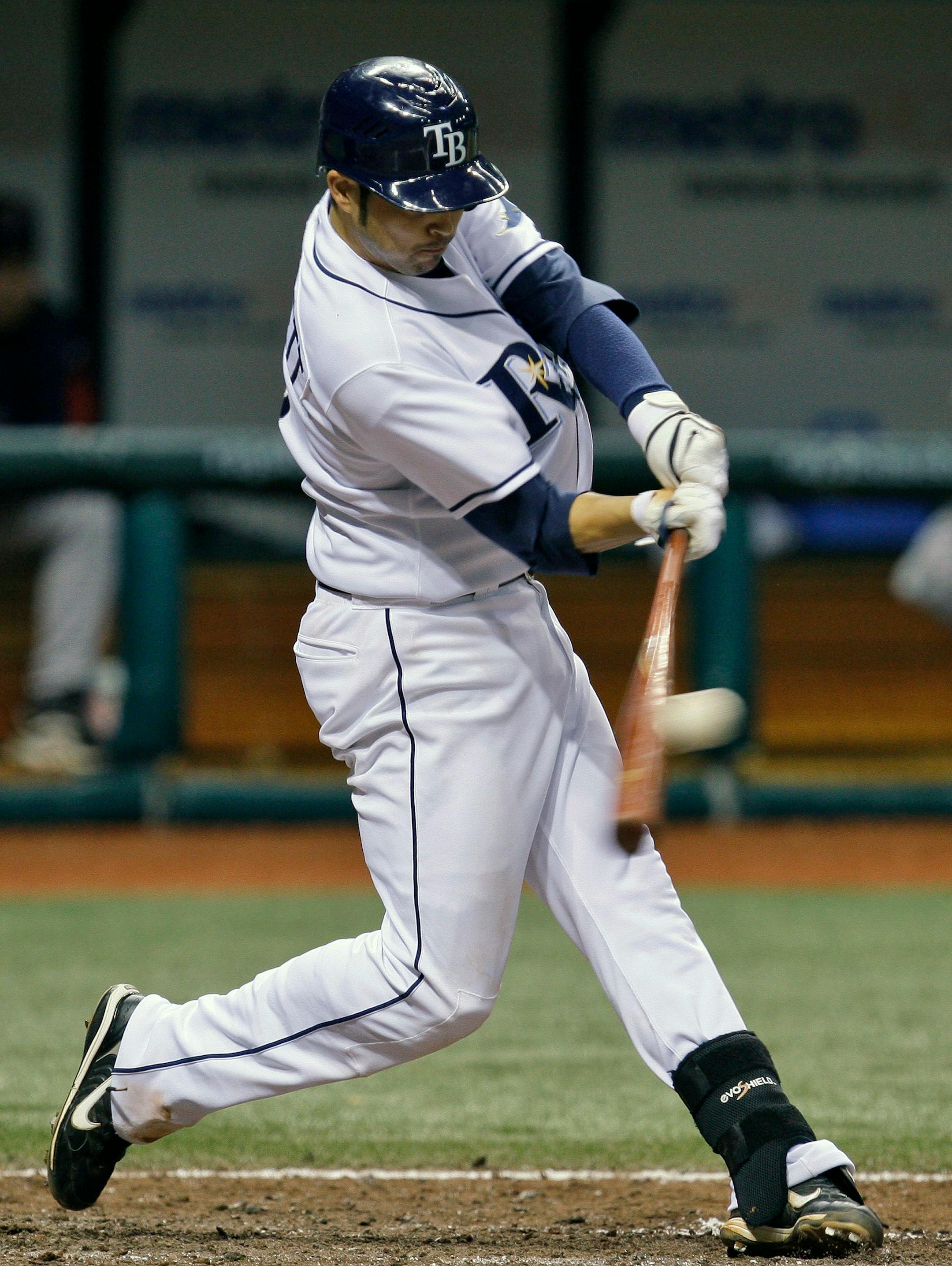 Tampa Bay Rays' Jason Bartlett connects for a two-run, seventh-inning single Wednesday.