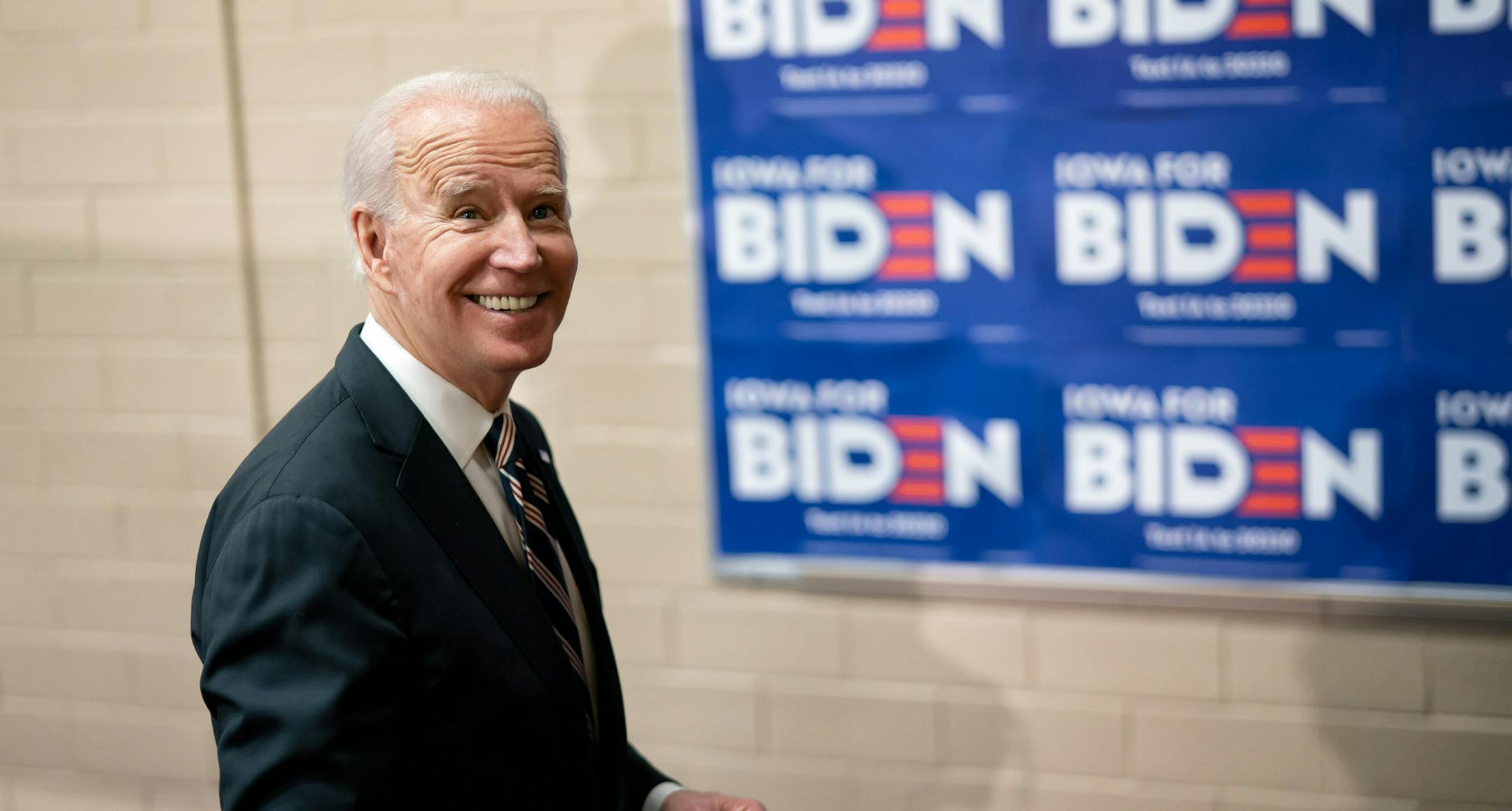 Joe Biden held a community event Thursday at Vince Meyer Learning Center, Gymnasium in Waukee, Iowa.