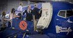 Guest got a first-hand look at Sun Country Airlines's dedication to Minnesota Lakes during a ceremony, Tuesday, April 11, 2017 in Bloomington, MN. The