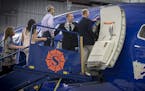 Guest got a first-hand look at Sun Country Airlines's dedication to Minnesota Lakes during a ceremony, Tuesday, April 11, 2017 in Bloomington, MN. The