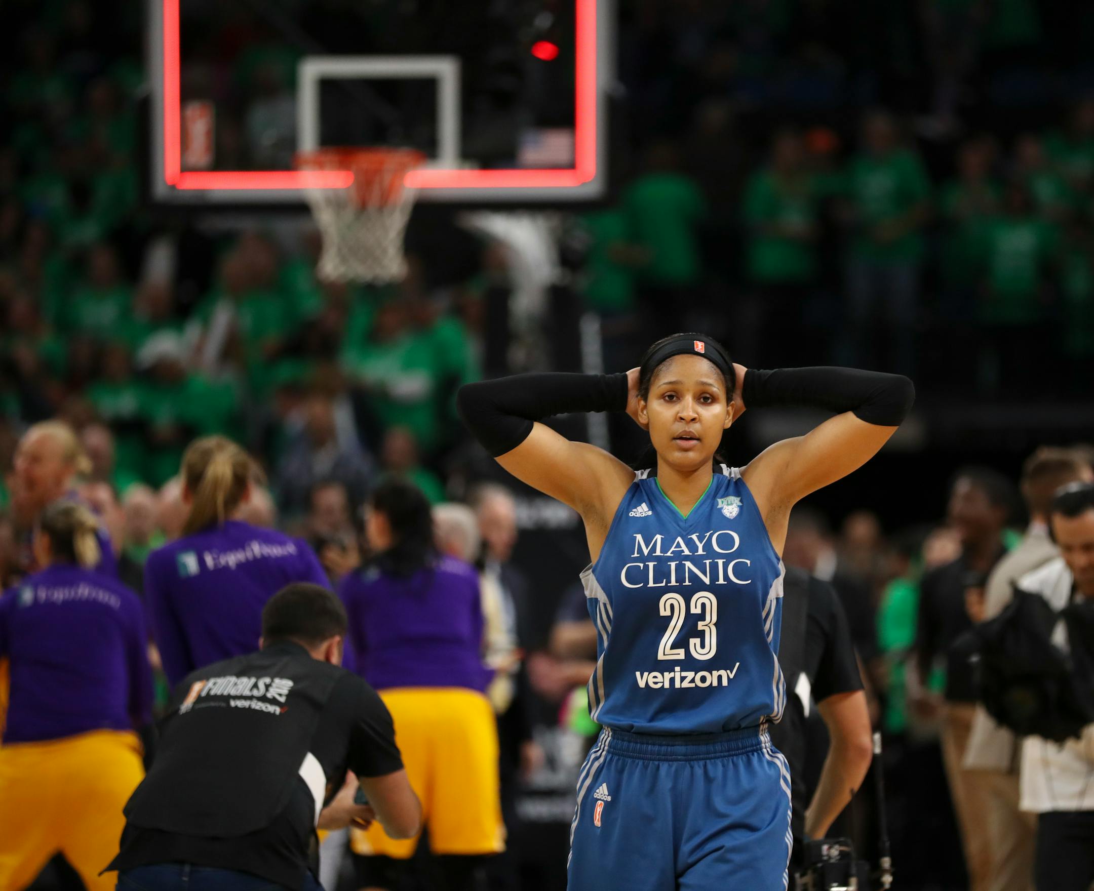 Maya Moore (shown during last season's WNBA Finals against the Los Angeles Sparks) led the Lynx with 28 points in a 84-82 loss to the Indiana Fever on Sunday.