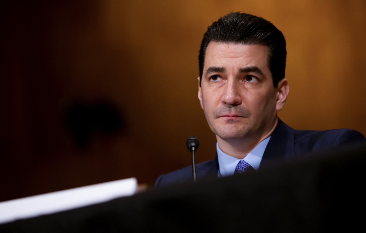 Scott Gottlieb, then President Donald Trump's pick for commissioner of the Food and Drug Administration, at a Senate hearing on Capitol Hill in Washington, April 5, 2017. (Eric Thayer/The New York Times) ORG XMIT: MERdd5e690b14844b5a300c61ddcacf6