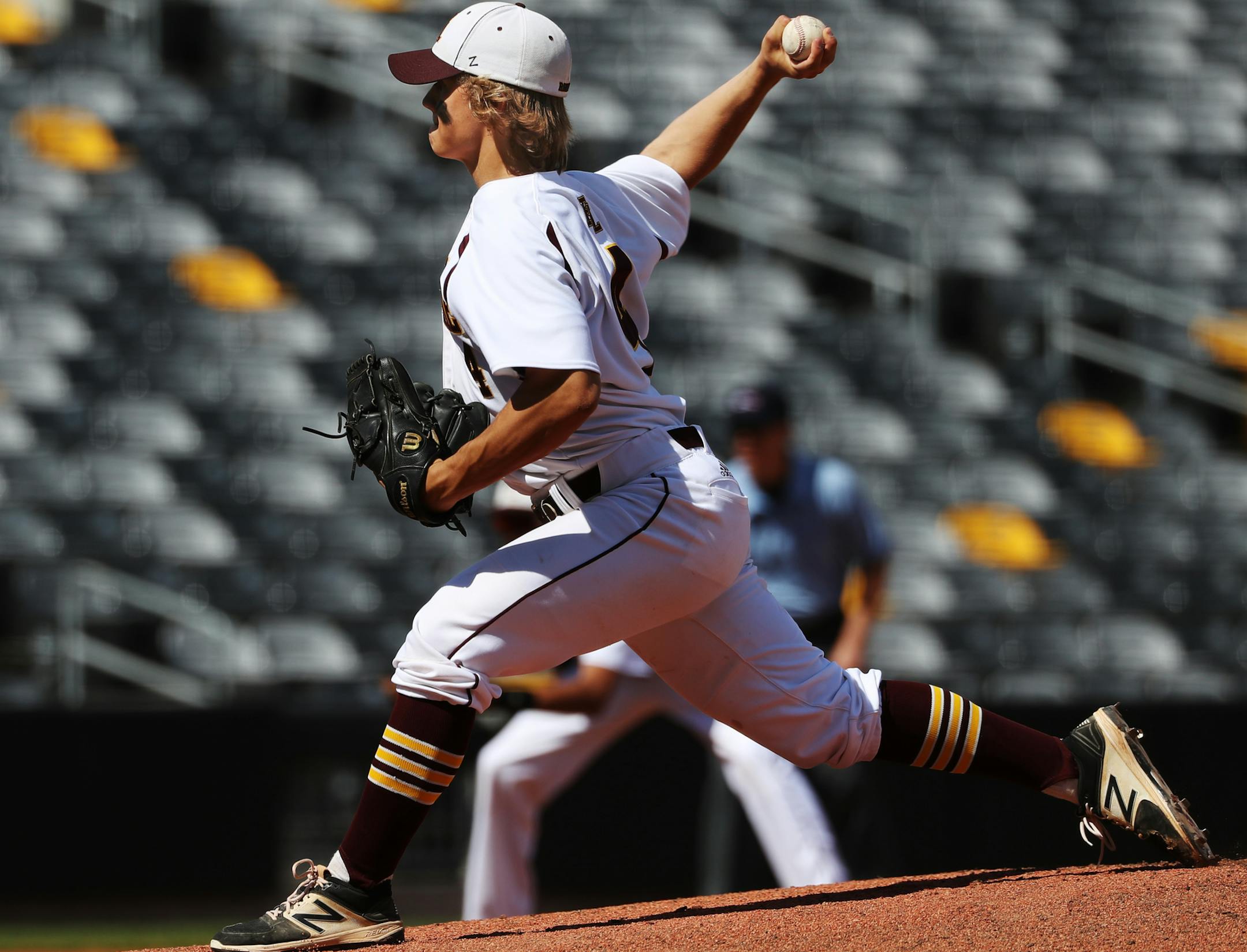 Pitcher Cameron Kline(4) started the game for Forest Lake.] 4A Quarterfinals between Forest Lake and Maple Grove at CHS Field in St. Paul. Richard Tsong-Taatariiïrichard.tsong-taatarii@startribune.com