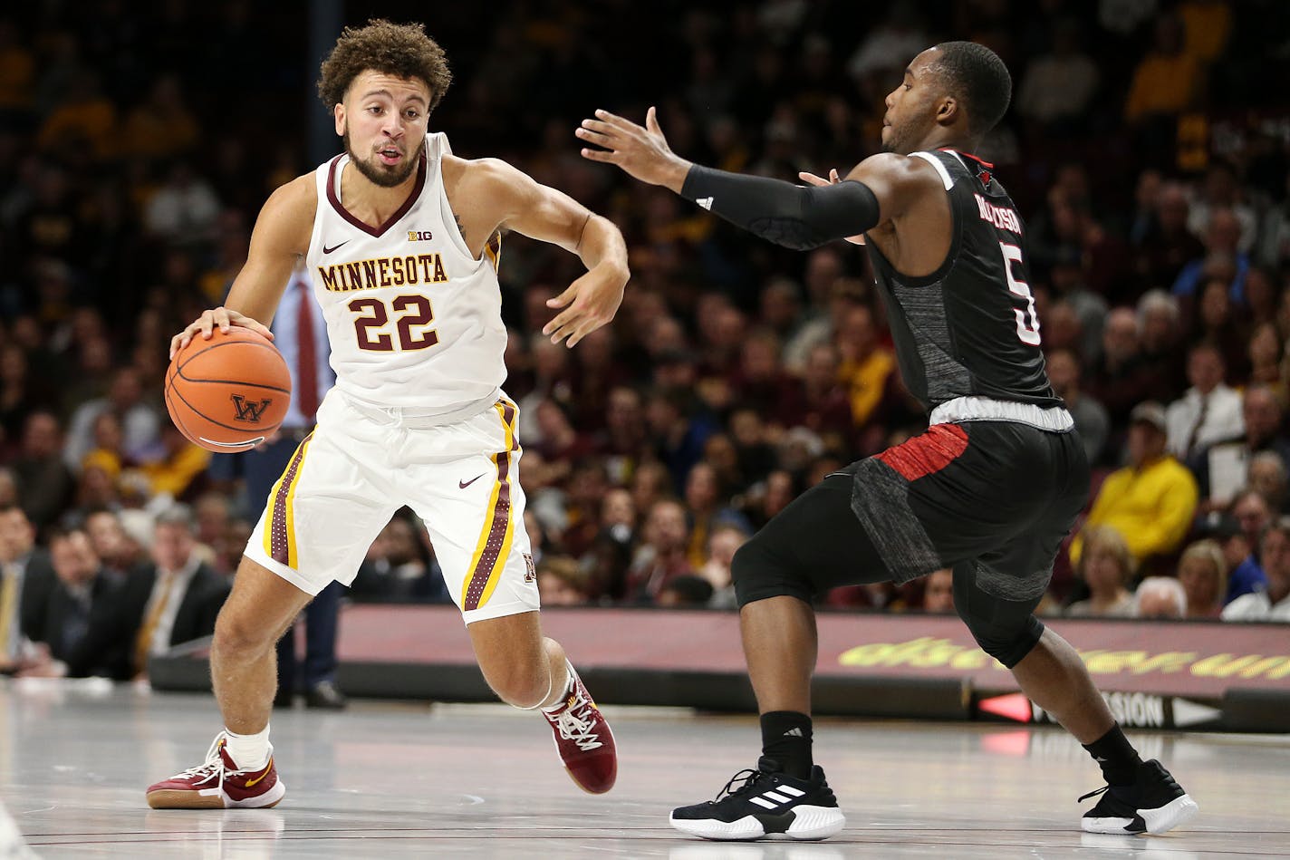 Minnesota's Gabe Kalscheur vs. Omaha earlier this season.