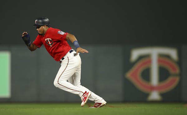 Minnesota Twins second baseman Luis Arraez bolted for second for a stolen base in the eighth inning.