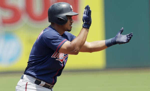 Eduardo Escobar drove in the Twins' lone run Sunday at Cleveland with a first-inning double. Two more doubles would follow.