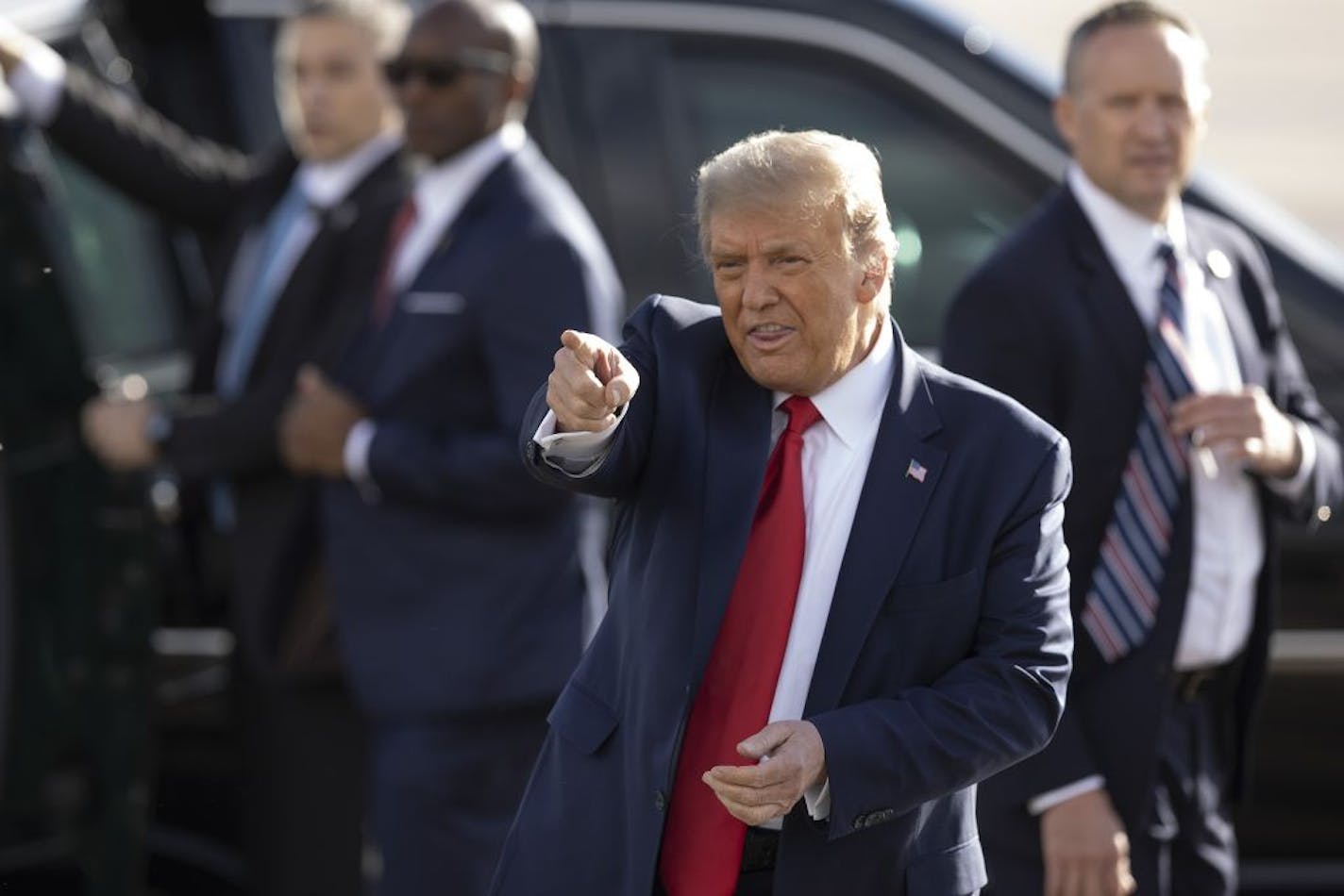 President Donald Trump arrived at Twin Cities International Airport on Wednesday, Sept. 30.