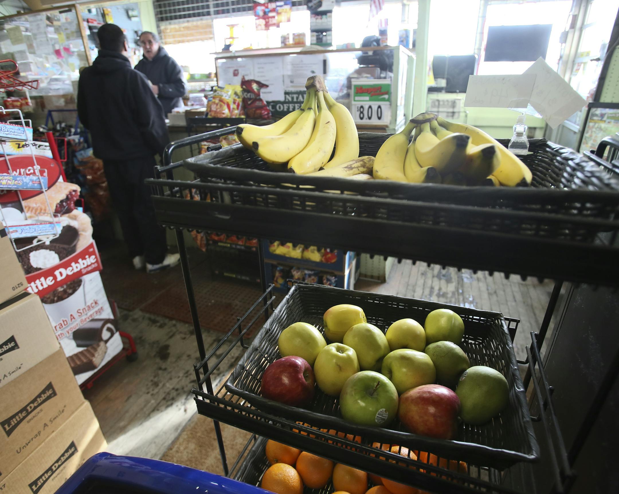 Bassem Kablaoui owns and runs the Lowry Market at 628 Lowry Ave. N. Kablaoui is committed to offering healthy food - fresh produce, vegetarian stuff - at this neighborhood market, and is part of a state effort to improve health in disadvantaged communities. Often customers do not come in for fruit and vegetables for for candy and cigars and the like. "Chips are the competitors, said Kablaoui, who is Palestinian himself and holds a Ph.D in education administration but has owned the market for mor