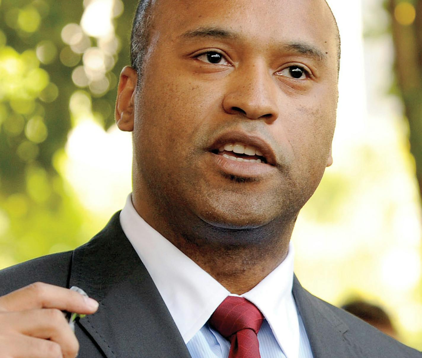 FILE-This July 6, 2009 file photo shows Jackson family attorneys L. Londell McMillan, left, and Burt Levitch speaking to the media during a news conference outside the Superior court in Los Angeles. McMillan says in an interview with The Associated Press that word of an agreement between Katherine Jackson and Deborah Rowe, the biological mother of Prince Michael and Paris-Michael would come sometime Thursday July 30, 2009. (AP Photo/Chris Pizzello) ORG XMIT: NY324