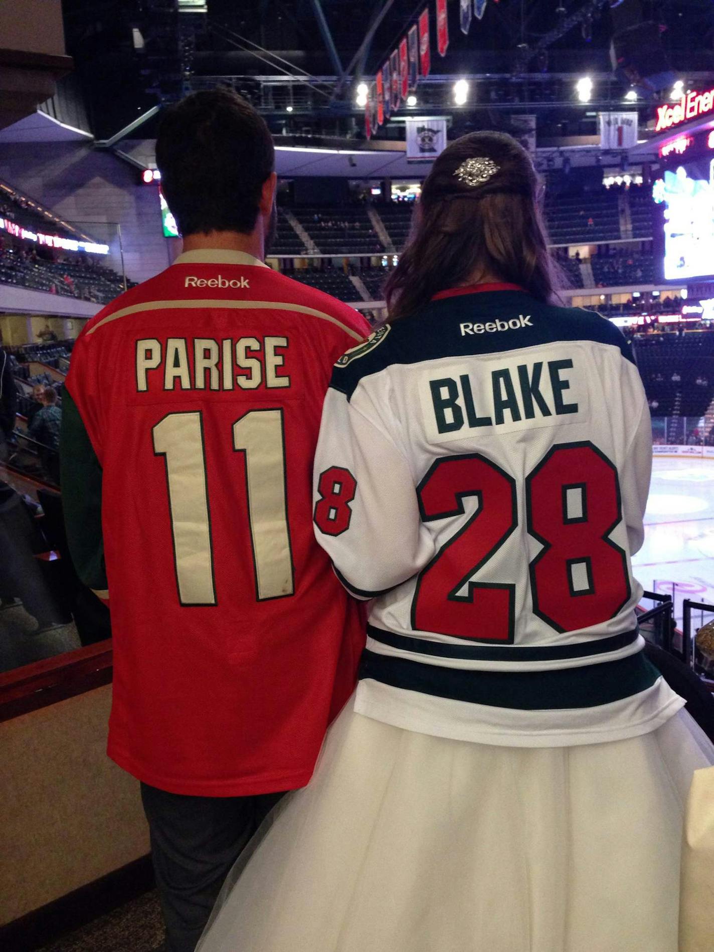 Wild fans Erica Skuta and Lewis Blake attended the game against the Dallas Stars as their "wedding finale."