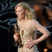 Cate Blanchett accepts the award for best actress in a leading role for "Blue Jasmine" during the Oscars at the Dolby Theatre on Sunday, March 2, 2014
