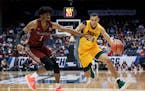 North Dakota State's Tyson Ward drives against North Carolina Central's Zacarry Douglas during the second half Wednesday.