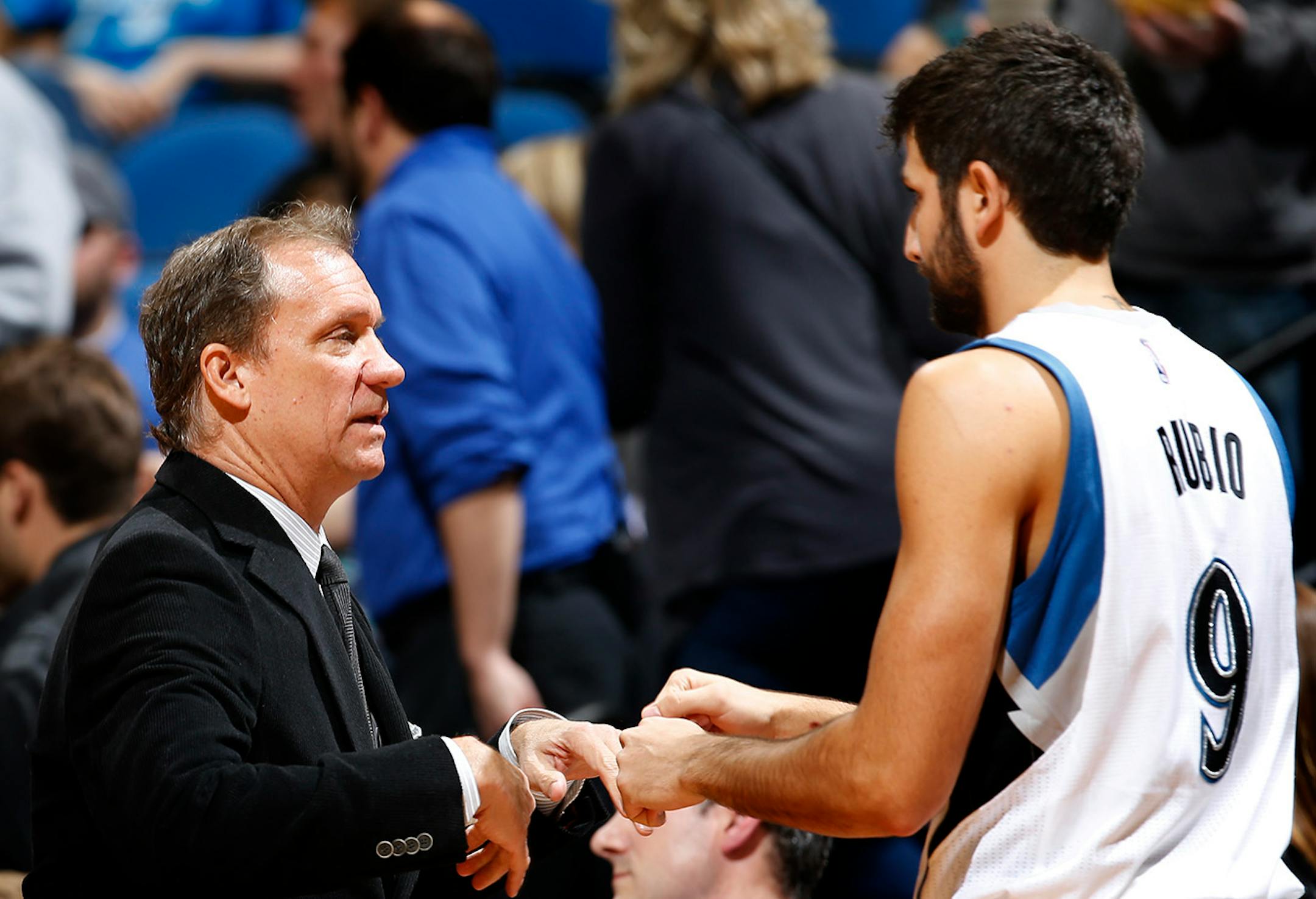 Timberwolves head coach Flip Saunders and Ricky Rubio spoke during the preseason. With Kevin Love now gone to Cleveland, Rubio steps forth as something of the franchise's face and team leader at a time his agent is negotiating a long-term future in Minnesota.