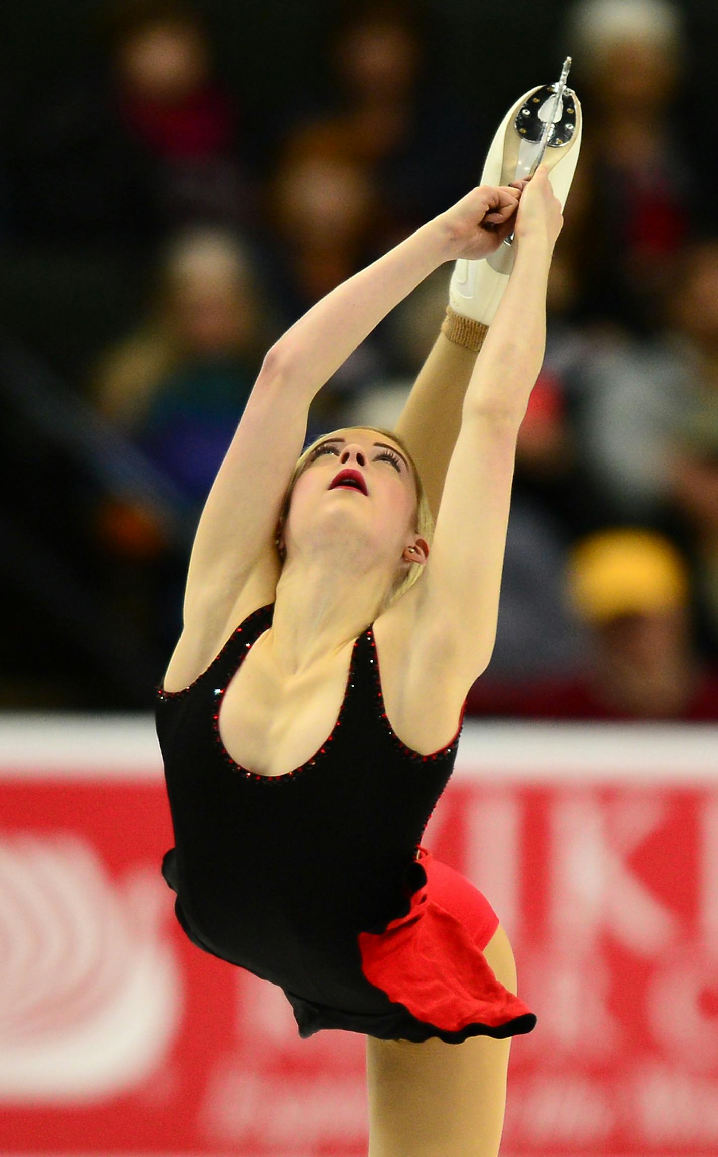 Gracie Gold competed in the Championship Ladies Short Program of the 2016 Prudential U.S. Figure Skating Championships Thursday. She placed second with a score of 62.50. ] (AARON LAVINSKY/STAR TRIBUNE) aaron.lavinsky@startribune.com The Championship Ladies Short Program of the 2016 Prudential U.S. Figure Skating Championships was held at Xcel Energy Center on Thursday, Jan. 21, 2016 in St. Paul, Minn.