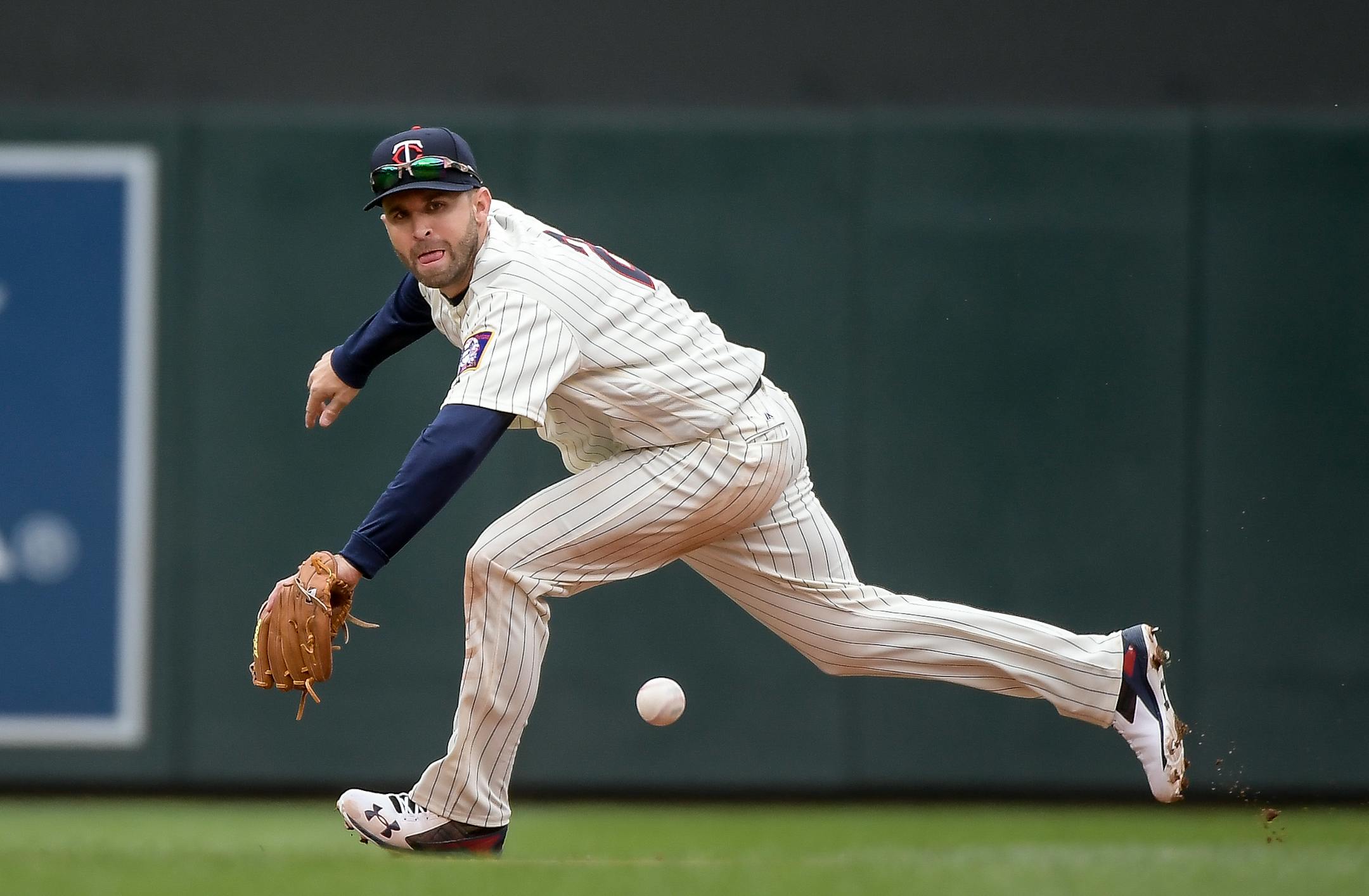 Brian Dozier made a sliding catch on a ball hit by Kansas City Royals left fielder Alex Gordon last month.