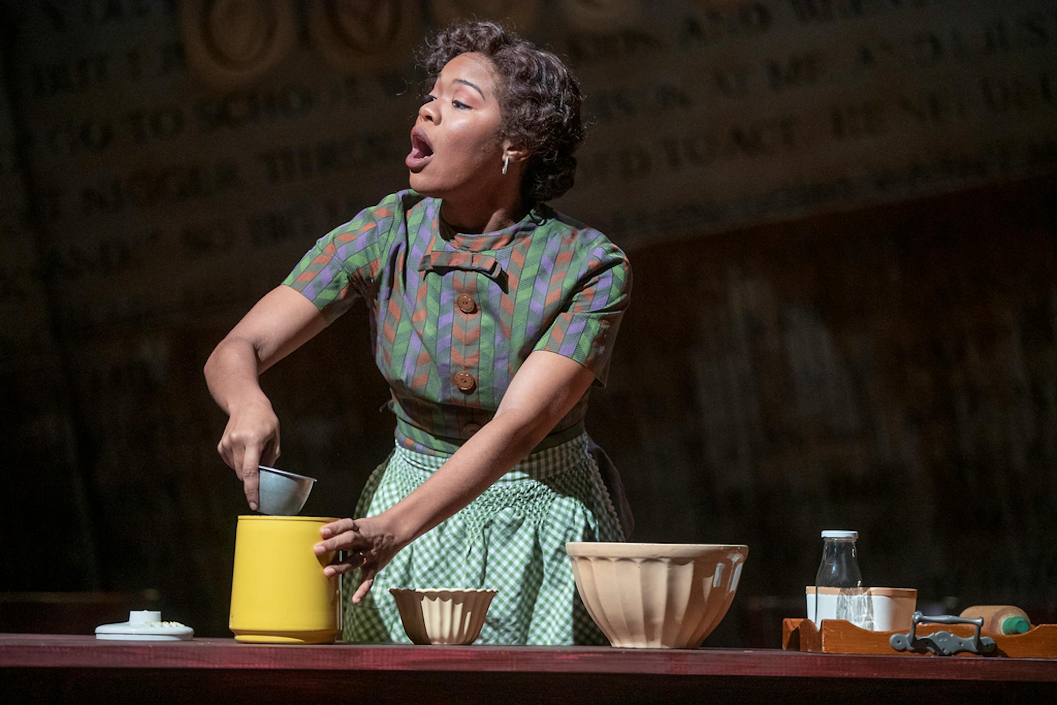 Actors Dame Jasmine Hughes (Beulah 'Bea' Melton) during a dress rehearsal for the world premiere of a new play, "Benevolence," that is part of a trilogy about lynching victim Emmett Till, at the Penumbra Theatre, Saturday, February 9, 2019 in St. Paul, MN. ] ELIZABETH FLORES • liz.flores@startribune.com