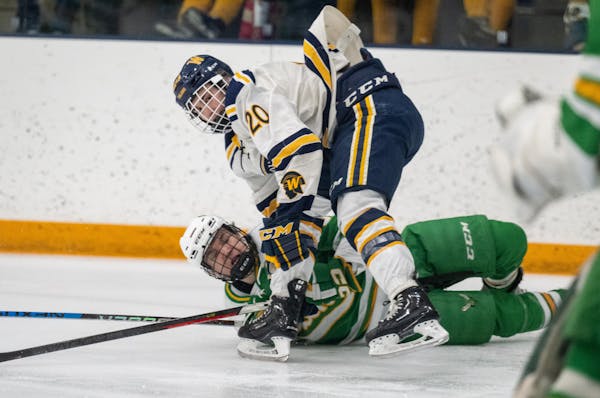 Wayzata’s Brittan Alstead made certain his Edina opponent stayed out of the play Saturday, when the Trojans defeated Edina 7-0. Edina is ranked seco
