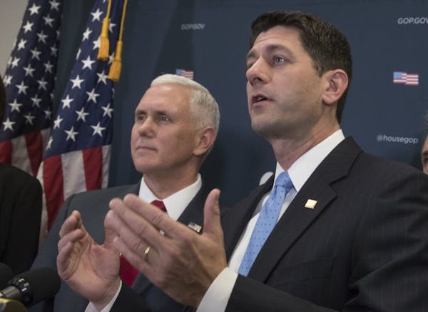 Vice President-elect Mike Pence and House Speaker Paul Ryan of Wis. participate in a news conference on Capitol Hill in Washington, Wednesday, Jan. 4,