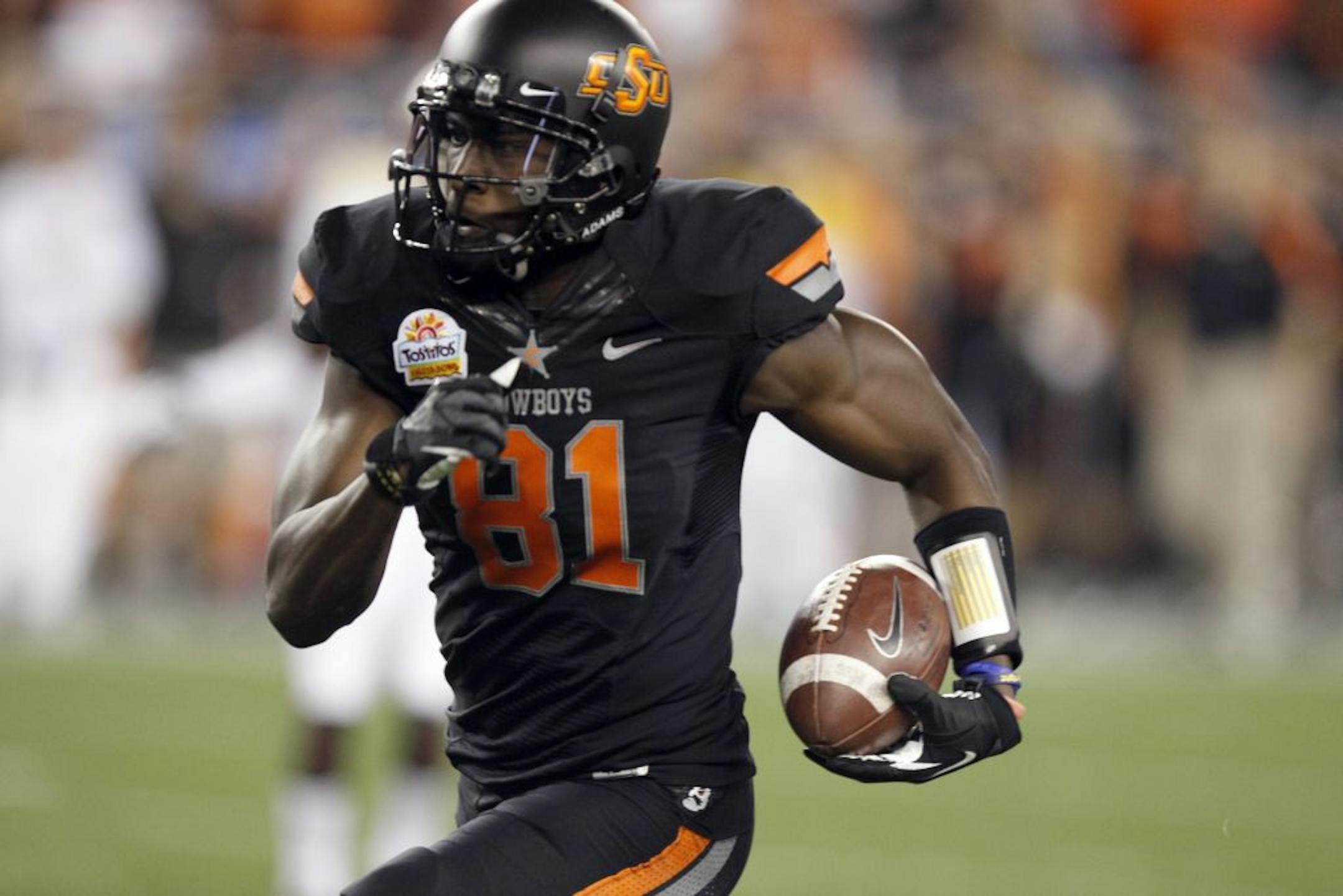 Former Oklahoma State wide receiver Justin Blackmon,drafted No. 5 by the Jacksonville Jaguars in the 2012 NFL draft, was arrested on an aggravated DUI charge Sunday after authorities in Oklahoma said he had three times the legal limit of alcohol in his system.