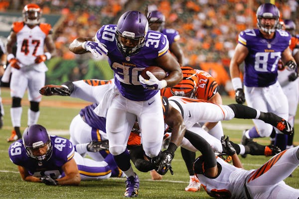 C.J. Ham scored a preseason touchdown for the Vikings against the Bengals as a running back last year. But this year, he has moved to fullback, where 